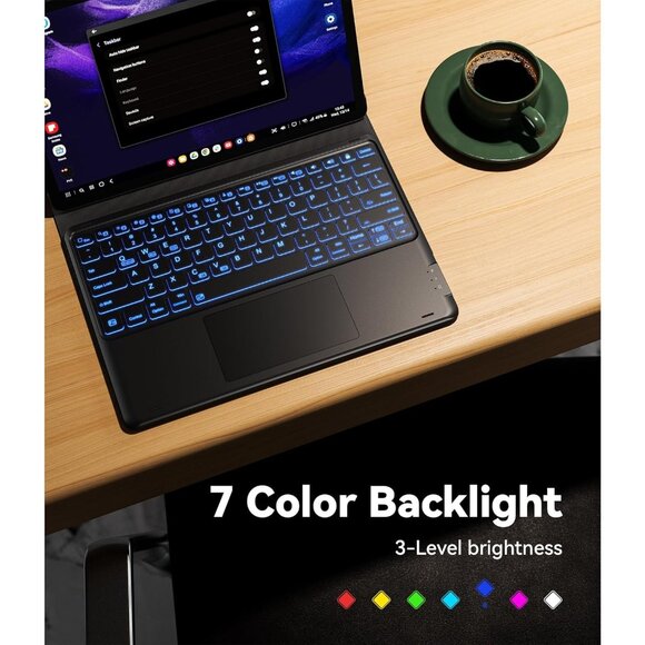 keyboard case for Samsung Galaxy Tab S9 plus 7 Color Magnetic Pen Holder touchpa - Picture 3 of 9